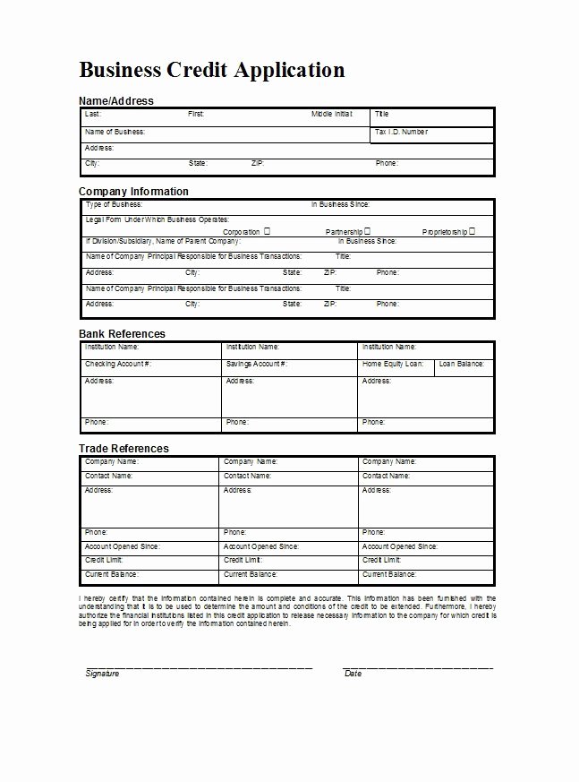 New Vendor form Template Unique 40 Free Credit Application form Templates &amp; Samples