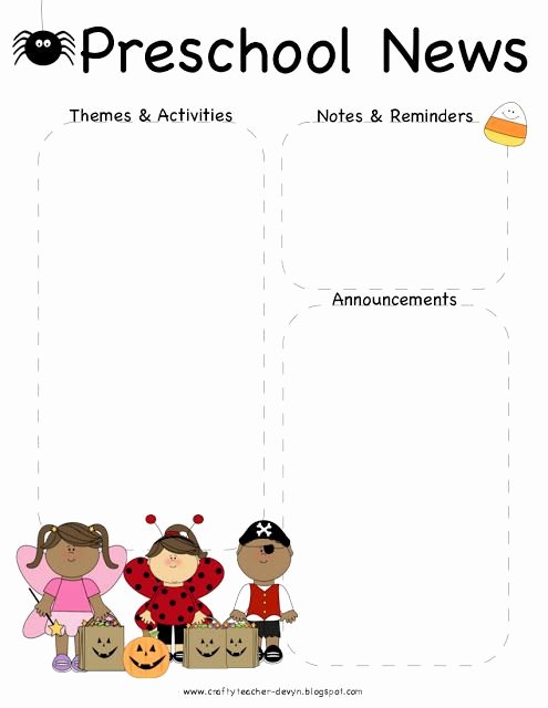 Newsletter Template for Preschool Awesome October Halloween Preschool Newsletter Template