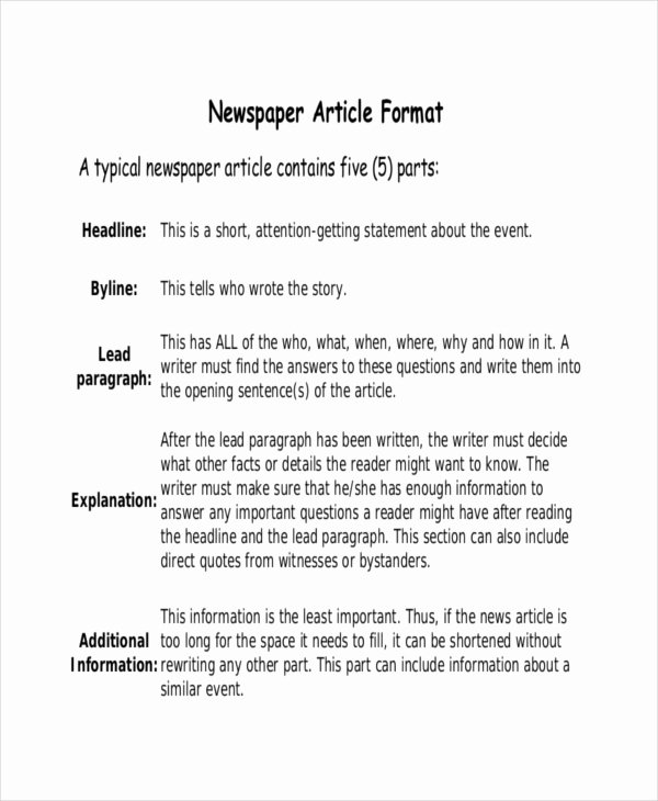 Newspaper Article format Template Best Of 19 Newspaper Templates &amp; Samples Pdf Doc Psd