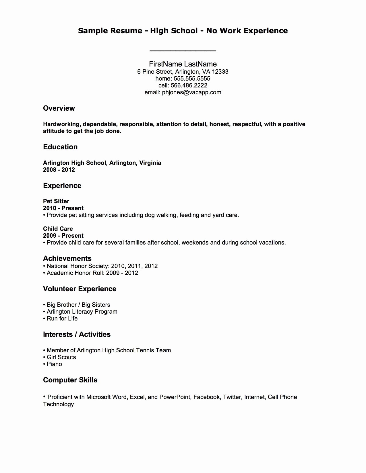 No Experience Resume Template Inspirational Resume Examples with No Job Experience