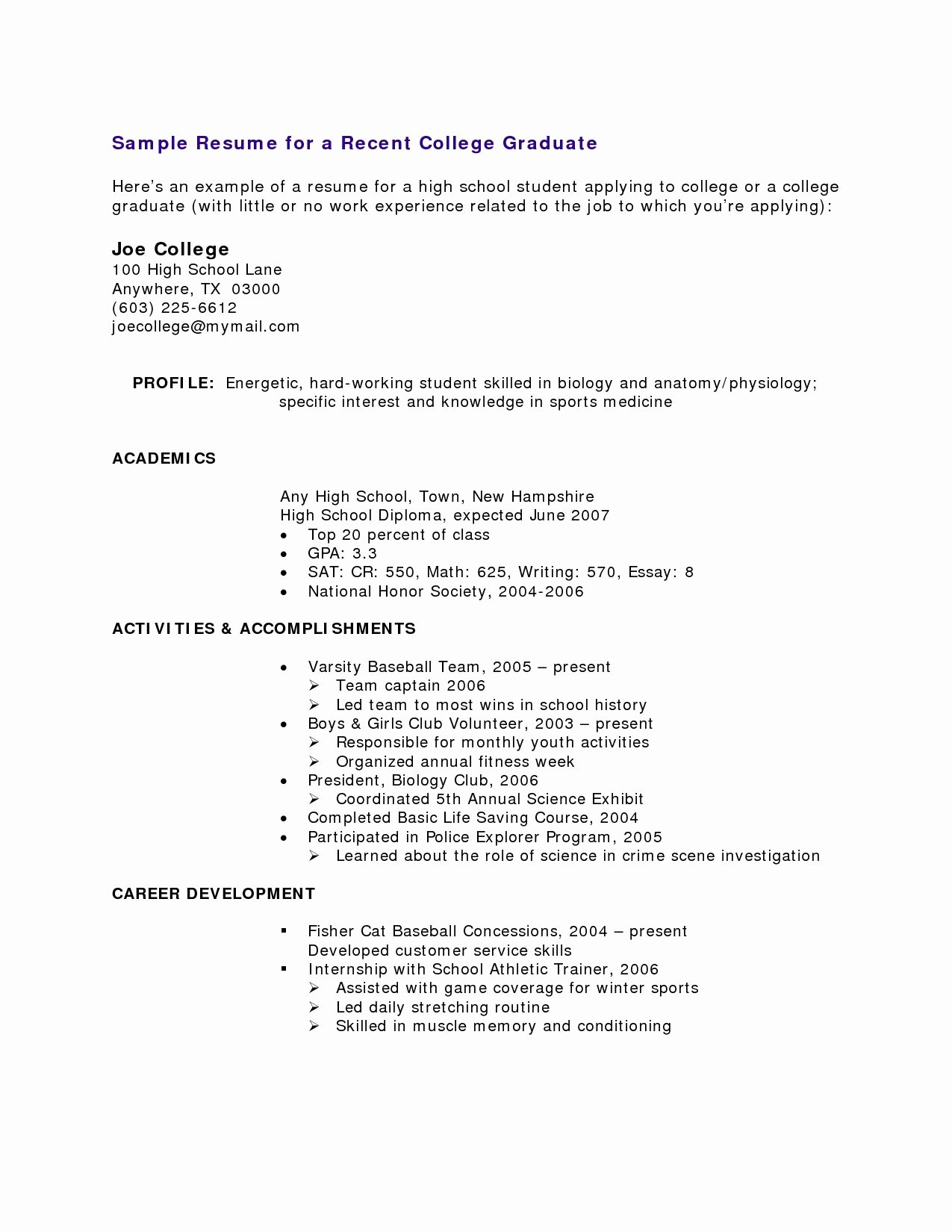 No Experience Resume Template New High School Student Resume with No Work Experience Resume