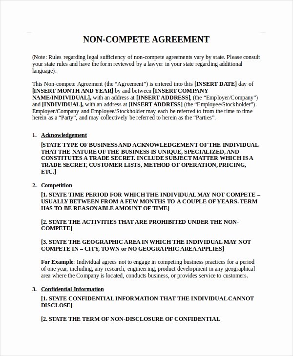 Non Compete Agreement Template Free Beautiful Confidentiality Agreement Template 16 Free Pdf Word