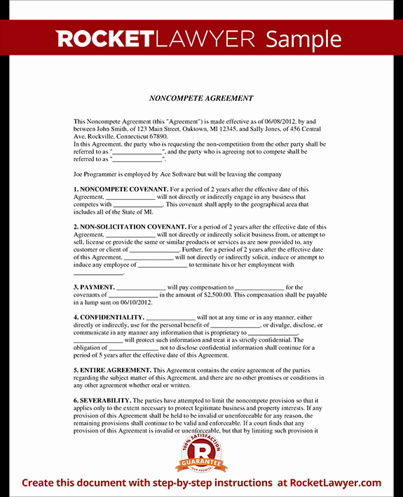 Non Compete Agreement Template Free Beautiful Non Pete Agreement form Non Pete Clause with Sample