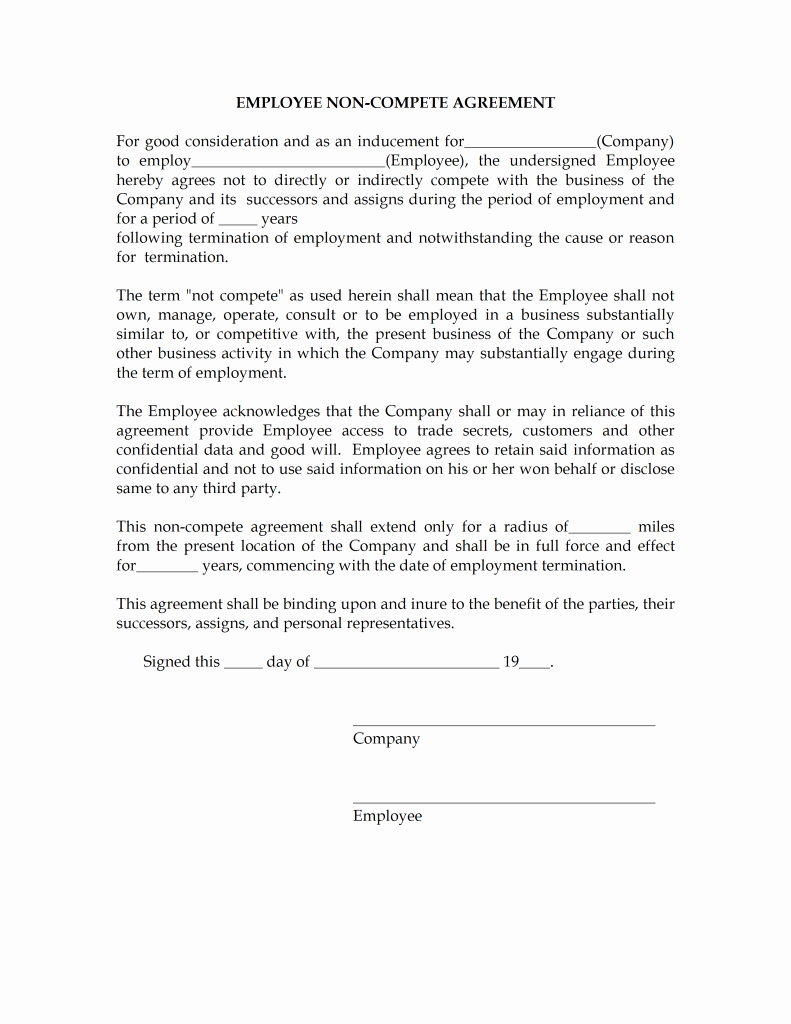 Non Compete Agreement Template Word Lovely Agreement Word Templates Free Word Templates