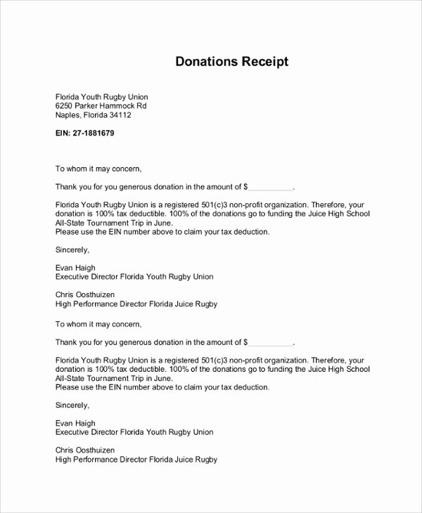Nonprofit Donation Receipt Template Luxury 501c3 Tax Deductible Donation Letter Template