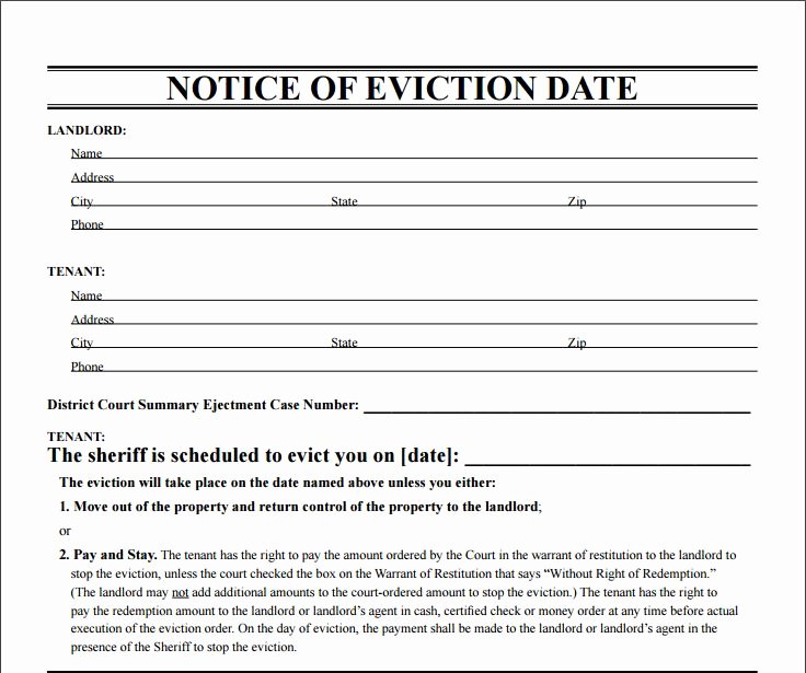 Notice Of Eviction Template Awesome 12 Eviction Notice Template Examples