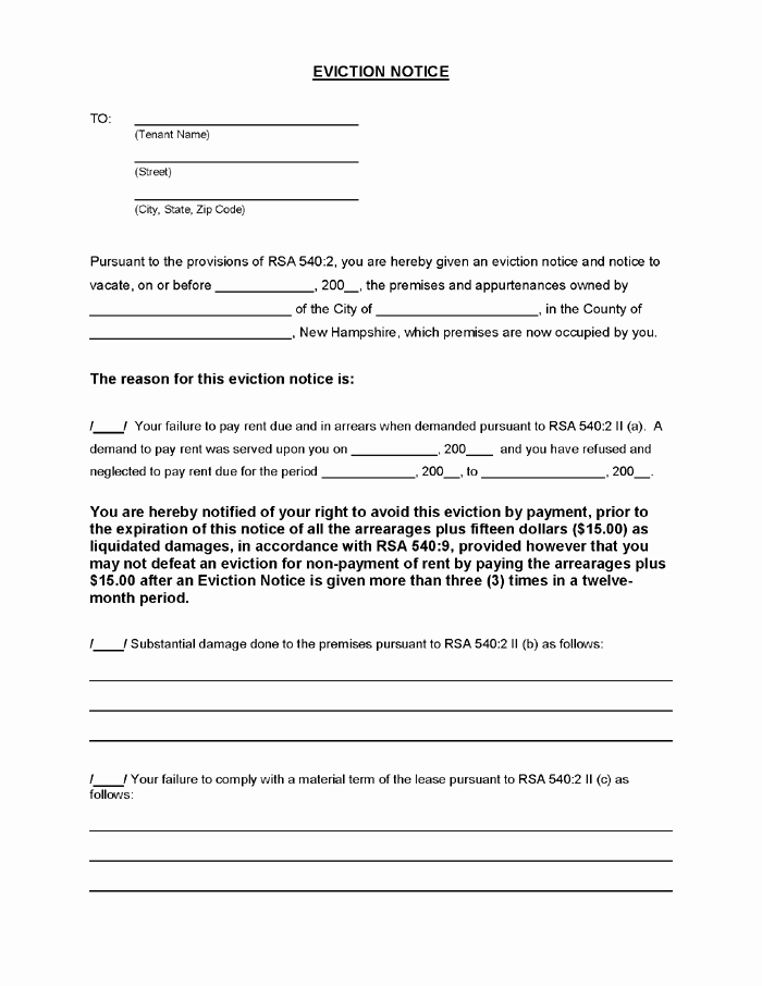 Notice Of Eviction Template New Eviction Notice Template