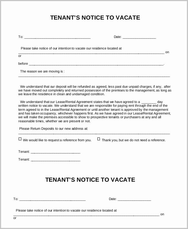 Notice to Vacate Template Inspirational Notice to Vacate form Alberta form Resume Examples