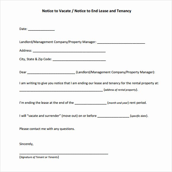 Notice to Vacate Template Lovely 8 Notice to Vacate Samples Google Docs Ms Word Apple