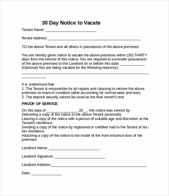 Notice to Vacate Template New 11 Sample Notice to Vacate Letters Pdf Ms Word Apple