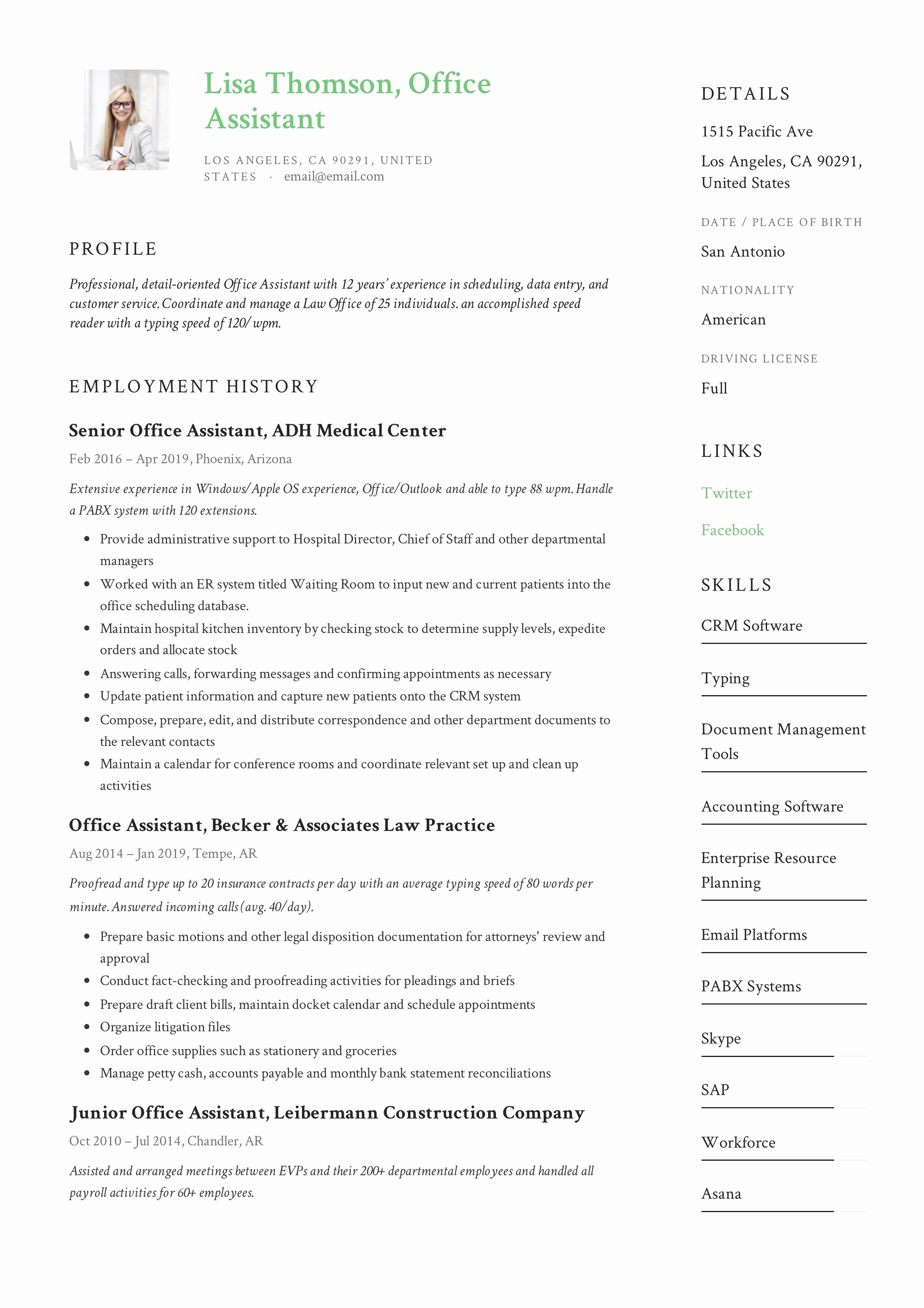 Office assistant Resume Template Beautiful Fice assistant Resume Writing Guide