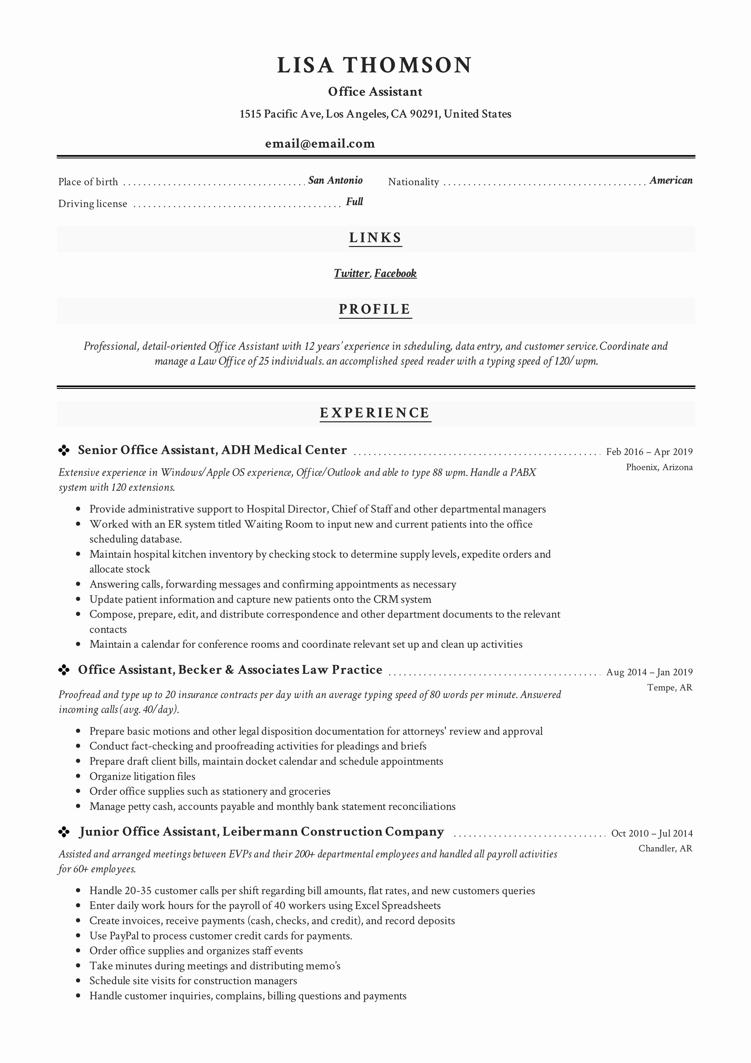 Office assistant Resume Template New Fice assistant Resume Writing Guide