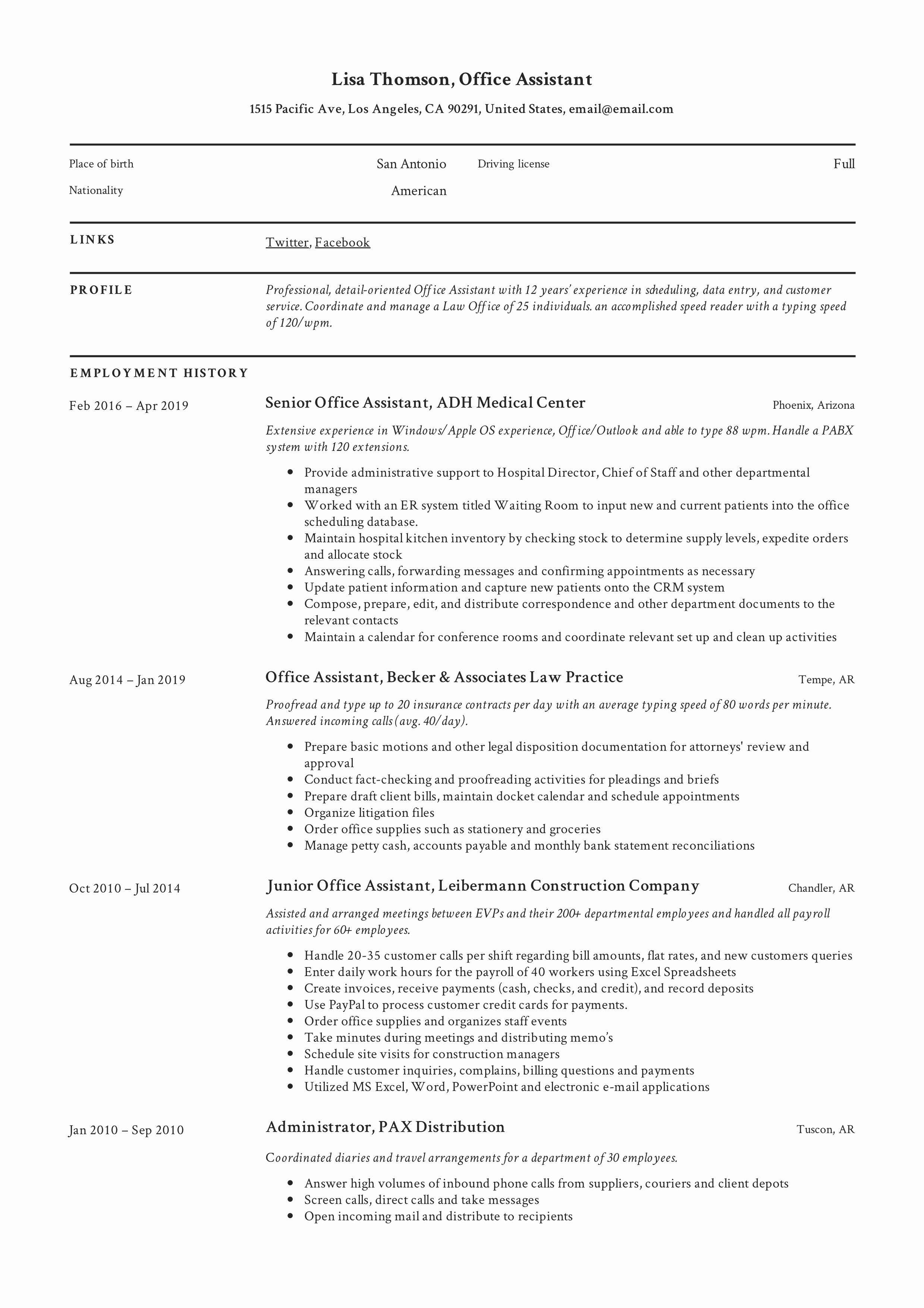 Office assistant Resume Template New Fice assistant Resume Writing Guide