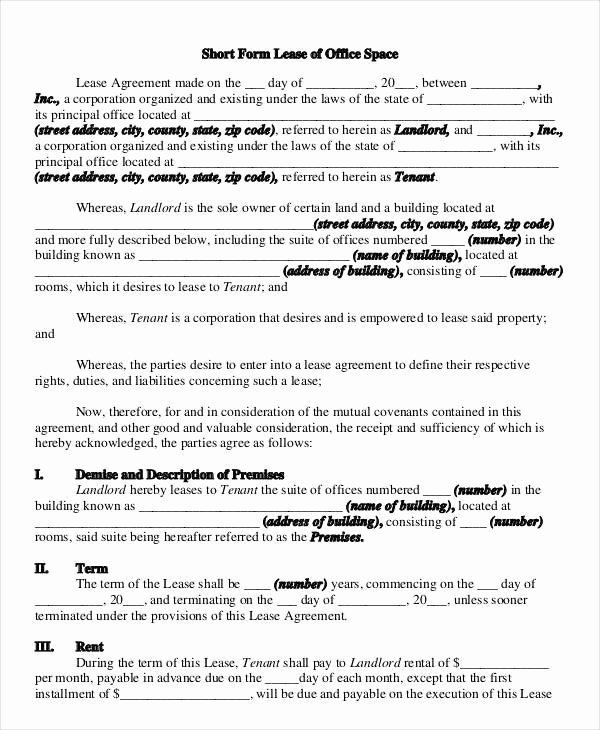 Office Lease Agreement Template Awesome 18 Rent Agreement format Templates