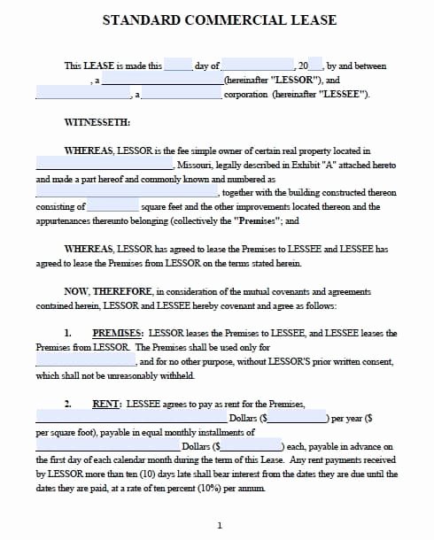 Office Lease Agreement Template Awesome Free Missouri Mercial Lease Agreement – Pdf Template