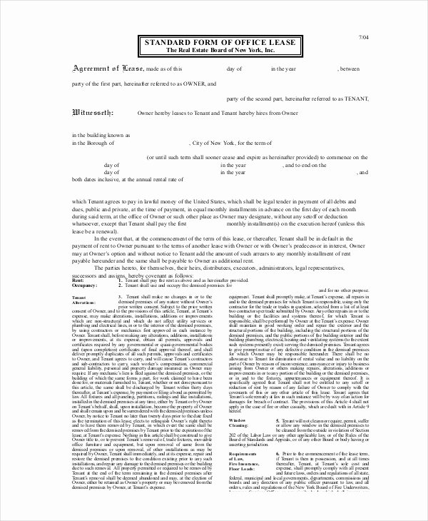 Office Lease Agreement Template Fresh 18 Standard Lease Agreement Templates Word Pdf Pages