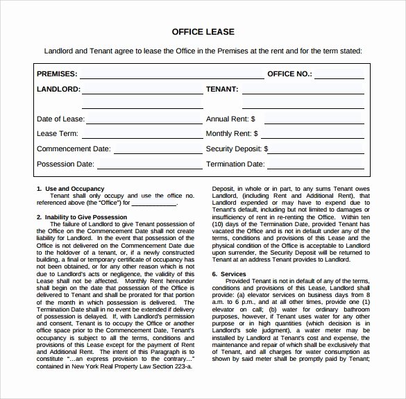 Office Lease Agreement Template Unique Sample Fice Lease Agreement 9 Free Documents Word Pdf