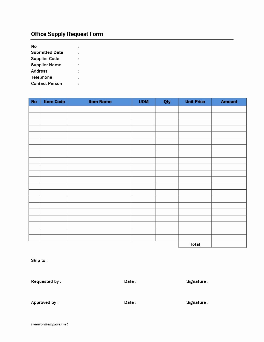 Office Supplies List Template Awesome Fice Supply Request form