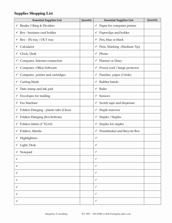 Office Supplies List Template Fresh Fice Supply Checklist Templates for Your Business Violeet