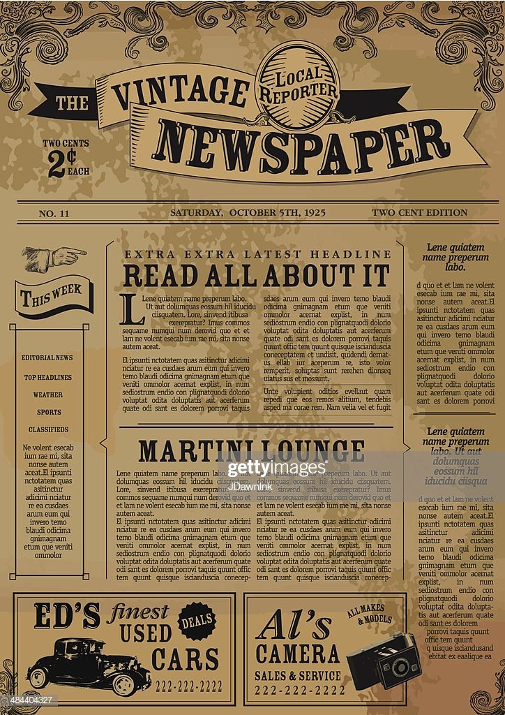 Old Time Newspaper Template Fresh Vintage Newspaper Layout Design Template Vector Art