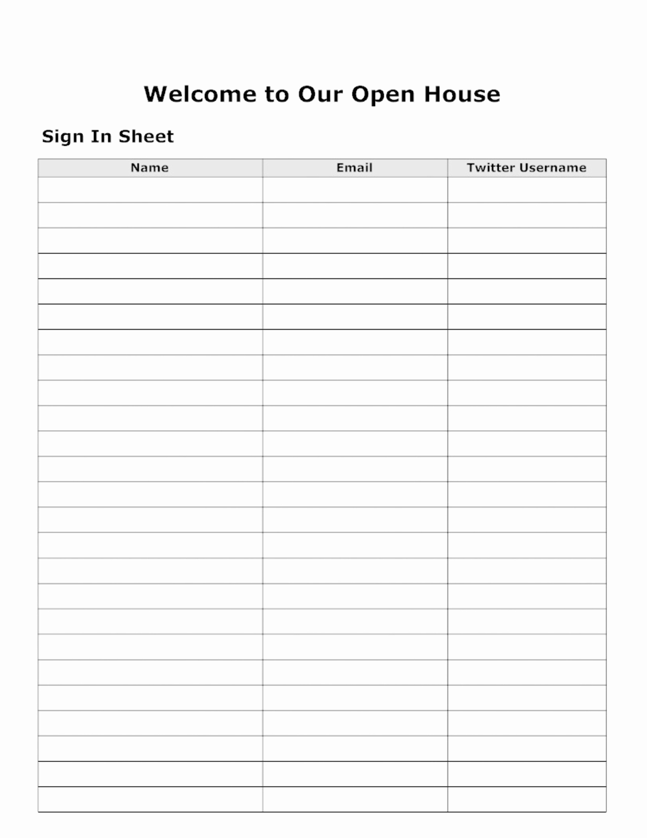 Open House Sign In Template Elegant 30 Sign In Sheet Template Download Open House Meeting