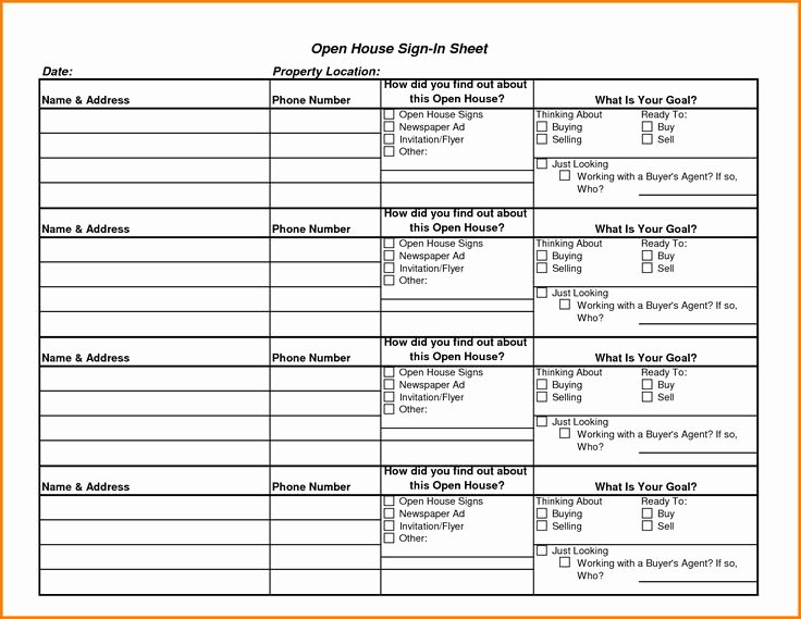 Open House Sign In Template Fresh Real Estate Open House Sign In Sheet