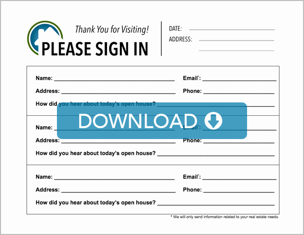 Open House Sign In Template Inspirational Real Estate Open House Sign In Sheet Free Template