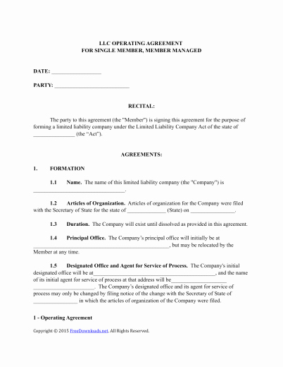 Operating Agreement Template Word Beautiful Download Single Member Llc Operating Agreement Template
