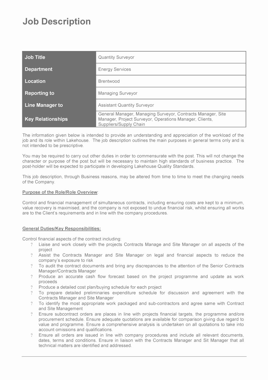 Operations Manager Job Description Template Beautiful 49 Free Job Description Templates &amp; Examples Free