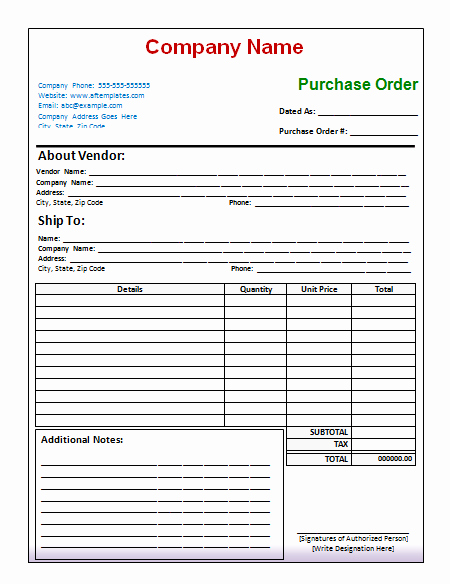 Order form Template Excel Elegant 40 Free Purchase order Templates forms