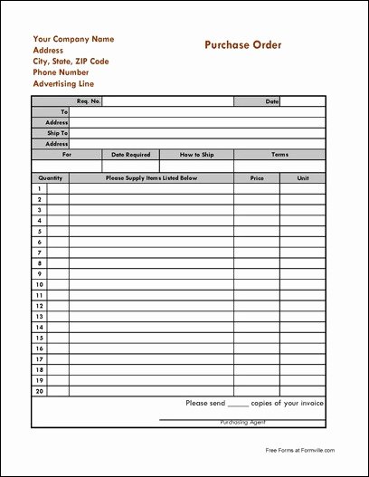 Ordering form Template Excel Inspirational Purchase order form