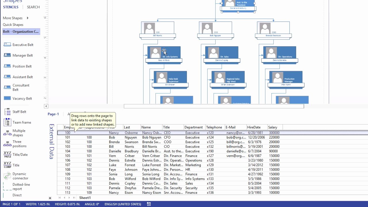 Organization Chart Template Excel Luxury Visio Pro 2013 Training How to Link org Charts to Excel
