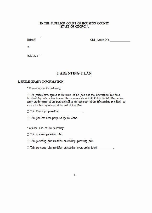 Parenting Agreement Template Free Inspirational 49 Free Parenting Plan &amp; Custody Agreement Templates