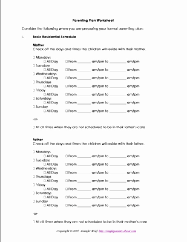 Parenting Agreement Template Free New 4 Free Printable forms for Single Parents