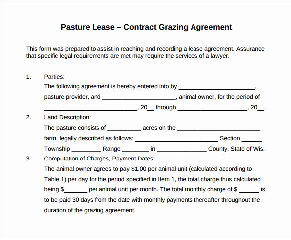 Pasture Lease Agreement Template Beautiful Pasture Lease Agreement Template 10 Download Free