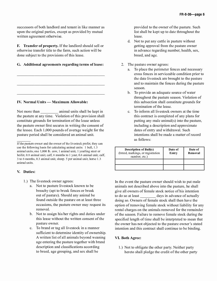 Pasture Lease Agreement Template Fresh Download Free Sample Pasture Lease Agreement Printable