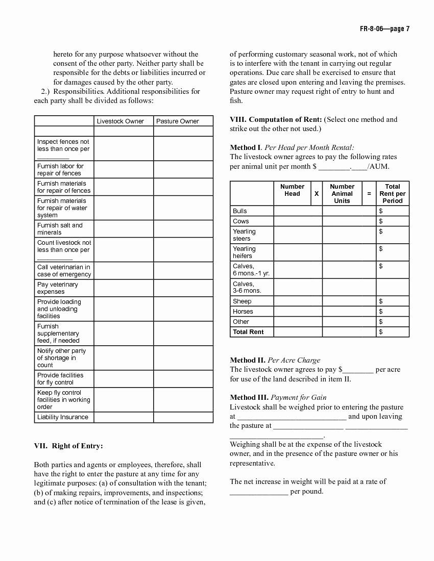 Pasture Lease Agreement Template Fresh Download Free Sample Pasture Lease Agreement Printable