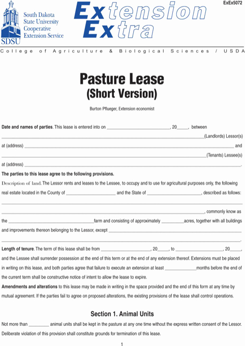 Pasture Lease Agreement Template Fresh Download Land Lease Agreement for Free formtemplate