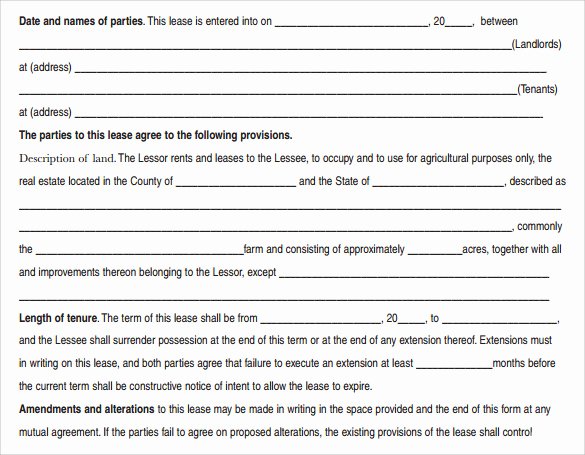 Pasture Lease Agreement Template Luxury Pasture Lease Agreement Template 10 Download Free