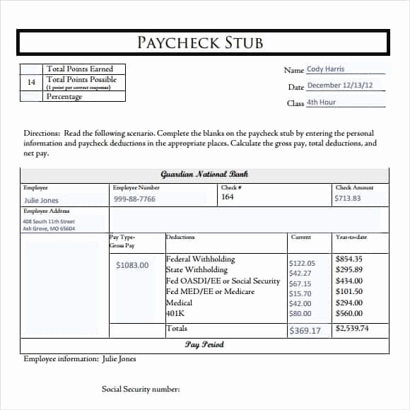 Pay Stub Template Pdf Lovely 10 Pay Stub Templates Word Excel Pdf formats