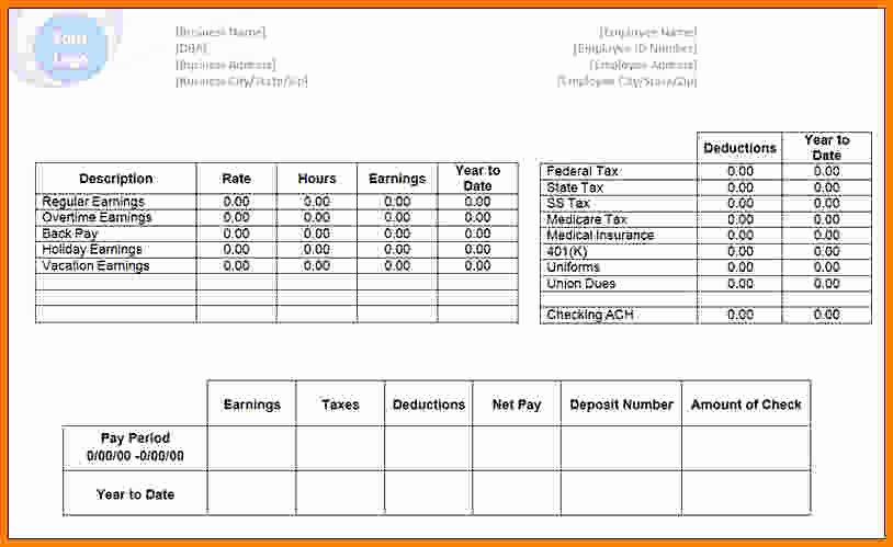 Pay Stub Template Word Document Beautiful Payroll Check Payroll Check Stub Template