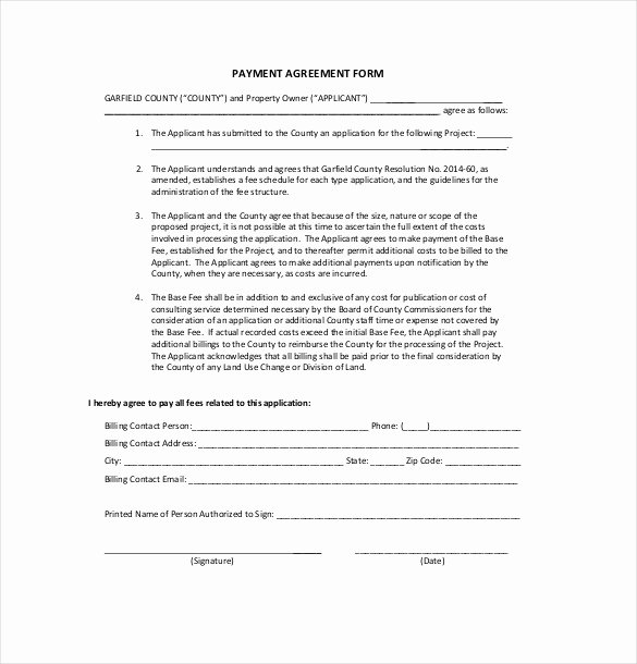 Payment Agreement Contract Template Inspirational Payment Agreement Template