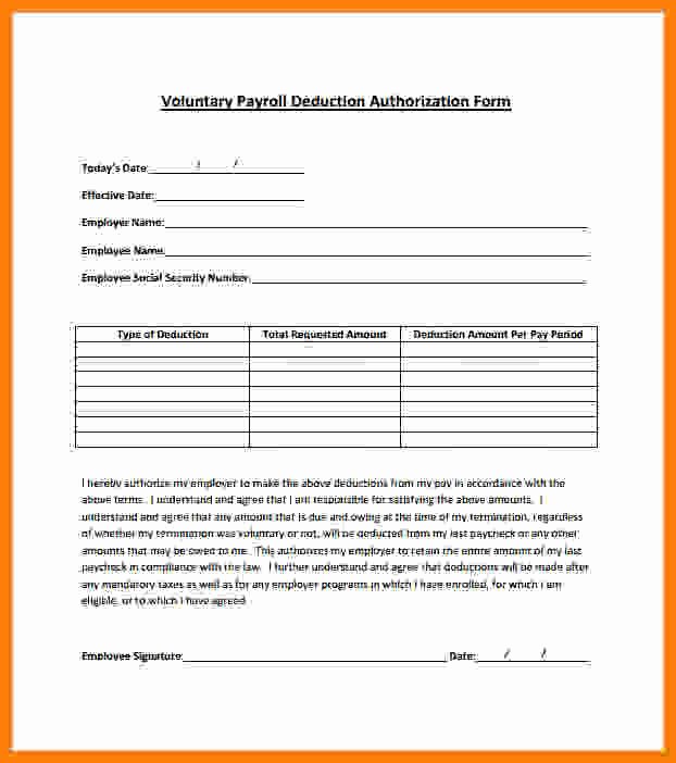 Payroll Deduction form Template Lovely 5 Payroll form Template