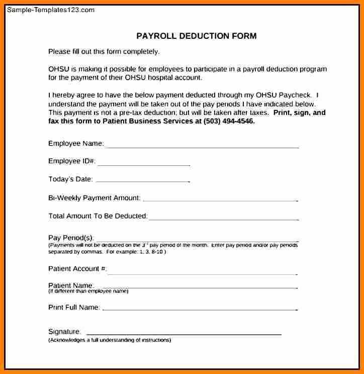 Payroll Deduction form Template Unique 6 Payroll Deduction Authorization form Template Free