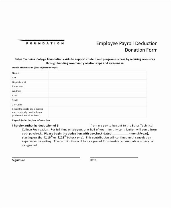 Payroll Deduction form Template Unique Payroll Deduction form – Emmamcintyrephotography