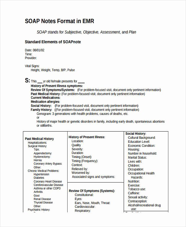 Pediatric soap Note Template Best Of Free 19 soap Note Examples In Pdf
