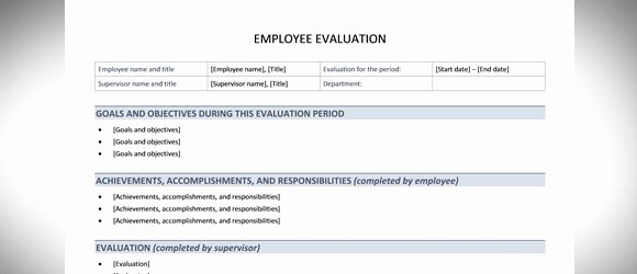 Performance Evaluation Template Word New Free Employee Evaluation Template for Word