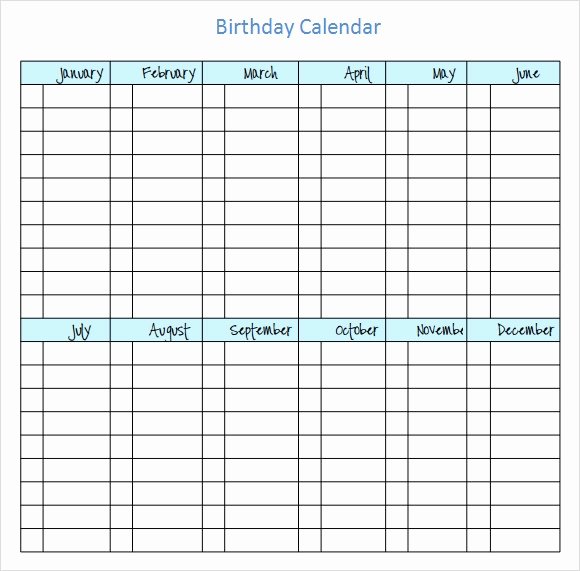 Perpetual Birthday Calendar Template Luxury Free 15 Birthday Calendar Templates In Google Docs