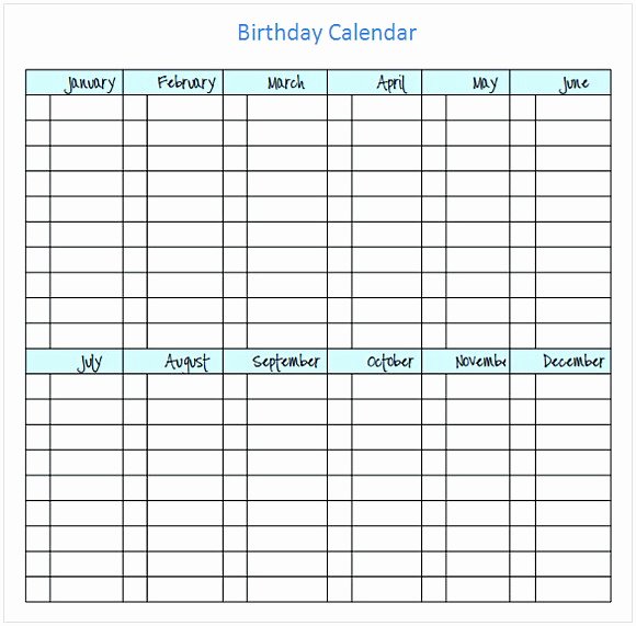Perpetual Birthday Calendar Template New Birthday Calendar Template