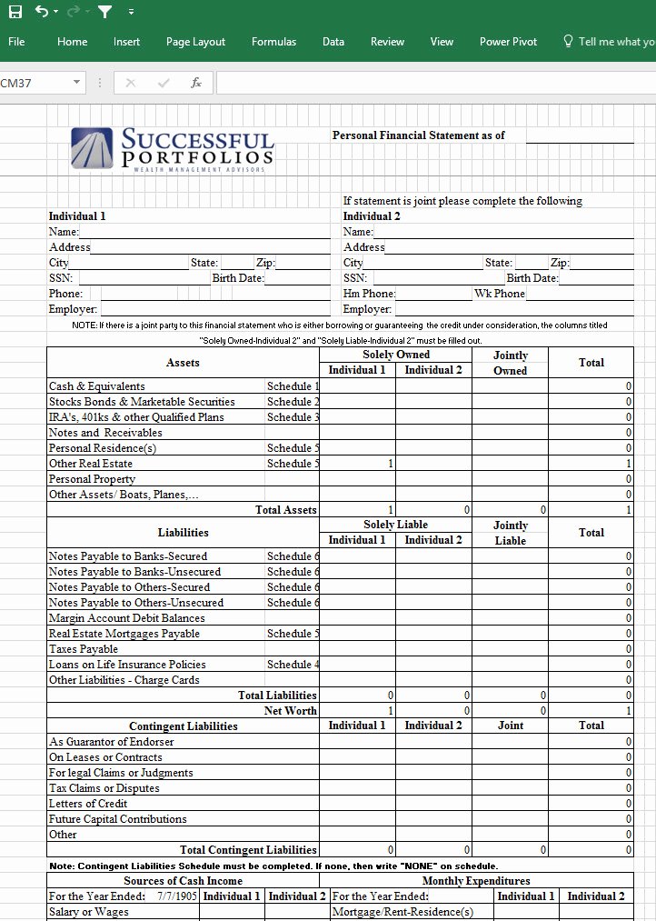 Personal Balance Sheet Template Excel Best Of Personal Financial Statement